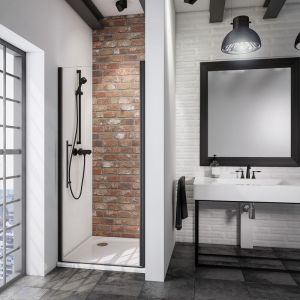 Schulte - Porte de douche pivotante, verre 5 mm, style, profilé noir anticalcaire sur mesure 60 x 192 cm