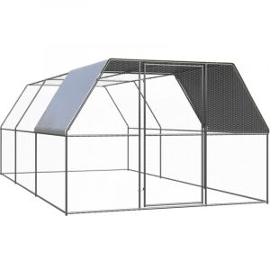 Bonnevie - Enclos Poulailler extérieur - Parc enclos pour animaux Cage à poules 3x6x2 m Acier galvanisé BV444026 - Argent