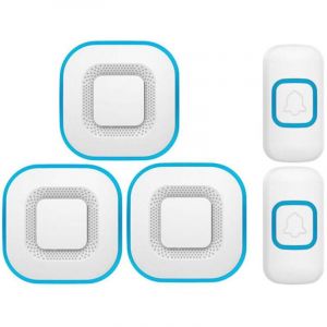 Sonnette sans fil intelligente - 3 sonnettes, 2 boutons - Blanc - Design moderne pour la maison.