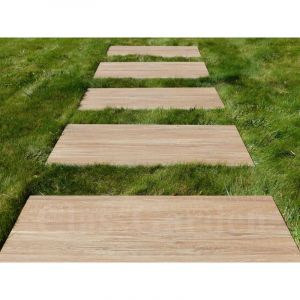 Classgarden &ndash; Pas japonais en gr&egrave;s c&eacute;rame bois clair 100x50cm &ndash; Antid&eacute;rapant &ndash; &Eacute;paisseur 2cm &ndash; Pack de 1 dalle