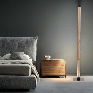 Globo - Lampadaire, lampe de salon, lampadaire, colonne lumineuse moderne, lampe en bois, dimmable, métal, noir, led 3W 1800lm 3000K blanc chaud,