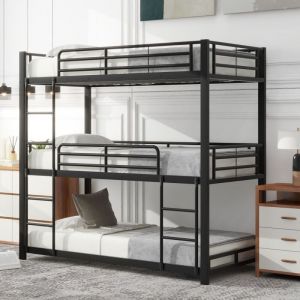 Gutent - 90x200cm cadre de lit en métal avec lits superposés pour enfants, adolescents et adultes, noir