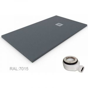 Decohor - Receveur de douche en R&eacute;sine extra-plat quartz. Texture Ardoise. Gris ardoise ral: 7015 100X200CM
