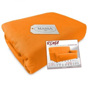 Tex Family - Housse de canapé universelle élastiquée et résistante aux taches roma orange 4 sièges de cm. de 180 à 270
