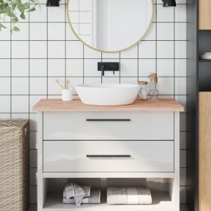 Torana - Comptoir de salle de bain 100x50x2,5 cm bois massif de h&ecirc;tre