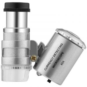 Loupe Bijoutier 60X/50X Loupe en Métal Pilable avec Lumière LED et UV Grossissante Verre Loupe de Poche pour Inspection Bijou Billets Antiquités