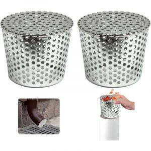 Filtres De Goutti&egrave;re en Acier Inoxydable, Lot de 2 Crapaudine de Goutti&egrave;re 90-110mm, Filtre Goutti&egrave;re &Agrave; Mailles, Grille Protection Gouttiere Anti