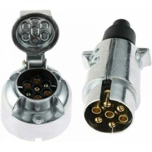 Prise Remorque 7 Broches M&acirc;le M&eacute;tal Et Prise Remorque 7 Broches Femelle M&eacute;tal,12V Adaptateur Prise pour Remorque 7 Broches fiche Attelage remorque 7