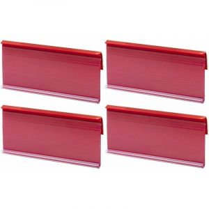 4x porte étiquette adhésif autocollant 100x40mm prix rouge étagère rail rangement support rayonnage plastique