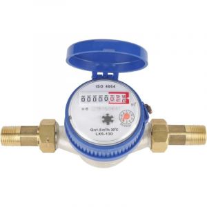 Compteur d'eau - Débit de compteur d'eau froide 15mm 1/2 pouce avec raccords pour la maison et le jardin
