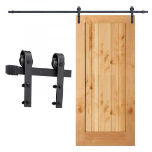 Système de porte coulissante Ensemble d'accessoires pour Rail au sol Rail de porte à rouleau en bois Verre 150kg Streifen 200CM - le noir - Einfeben