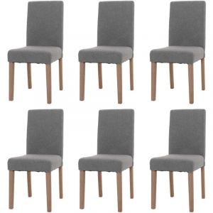 HHG - Lot de 6 chaises de salle à manger Littau, chaise de cuisine à dossier haut, tissu/textile bouclé bois, gris, pieds couleur naturelle