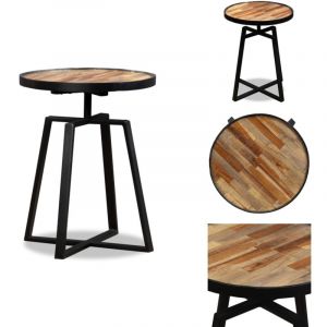 Table d'appoint ronde Teck massif de récupération - Table D'appoint - Table Basse - Table Ronde - Teck Recyclé - Mobilier Industriel