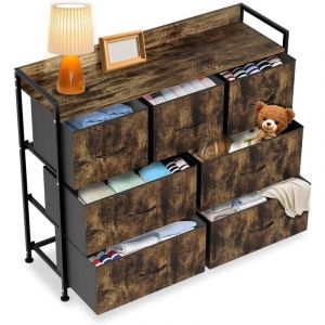 Aufun - Commode avec 7 tiroirs en tissu Commode de chambre Meuble de rangement Meuble à tiroirs en tissu Structure métallique de l'armoire Commode en