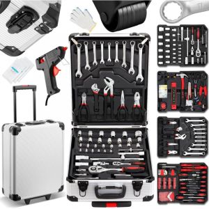 Caisse &agrave; Outil 1000 Pi&egrave;ces TEENO , Coffret de Douilles et Embouts Kit d&rsquo;Outils Universelle, Outil Multifonction avec Valise Aluminium et Poign&eacute;e