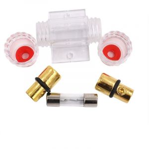 Memkey - 1 Porte-fusible agu en Ligne plaqué Or et 1 fusibles agu en Verre plaqué Or 100A pour la Protection de sécurité de l'alimentation Audio