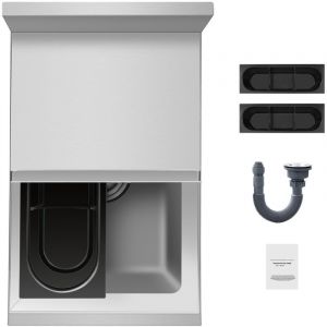 Mophorn - Bac &agrave; gla&ccedil;ons commercial, glaci&egrave;re sous bar 28 l, 30,5 x 48,3 x 94 cm, acier inoxydable, couvercle coulissant, porte-bouteilles, pieds