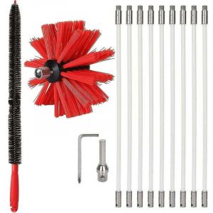 Dpzo - Kit de Ramonage, Brosse de Nettoyage de Cheminée Flexible avec 9 Tiges en Nylon Souple 2 Brosse de Nettoyage de Conduit de Cheminée pour