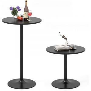 Costway - Table Bar Ronde, Table Haute Cuisine Dia.60 cm, Table Haute Mange Debout 2 Hauteurs R&eacute;glables, Base en M&eacute;tal, Montage Facile, Table Haute
