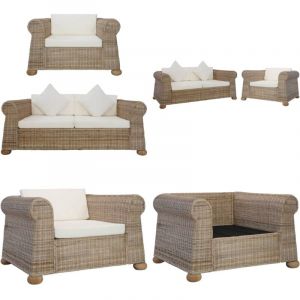 Ensemble de canapés avec coussins 2 pcs rotin naturel - Canape Rotin - Ensemble Canapé - Canapé Design - Meubles Salon - Mobilier Intérieur - Home &