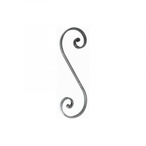 Volute en s &agrave; noyau - Hauteur 300mm Largeur 100mm Plat lisse 14x6mm - Fer forg&eacute; - &agrave; souder Deco Fer Forge