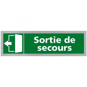 Signaletique.biz France - Pictogramme sortie de secours vers la gauche (Q0408).- Plaque aluminium brossé -