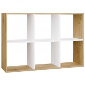 Topeshop - marion - Étagère modulable 6 cubes - Bibliothèque 6 cases - 110x30x75 cm - Artisan et Blanc