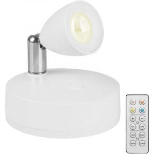 Projecteur LED Sans Fil, Spot Magnétique/Adhésif avec Télécommande, 3 Couleurs, Applique Murale Réglable pour Chevet Lisant Affichage d'art