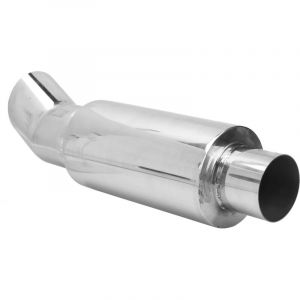 Eosnow Silencieux d'&eacute;chappement en acier inoxydable, 63mm, pour voiture universelle, Style DTM, argent, droit, ton profond