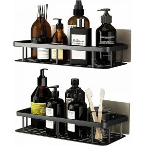 Douche sans perçage en aluminium, rangement de salle de bain résistant à la rouille, étagère de salle de bain autocollante, chariot de douche sans