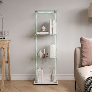 Nmonet - Vitrine en verre tremp&eacute; pour collection, vitrine avec porte coulissantes, serrure et poign&eacute;e m&eacute;tallique, meuble de rangement - hauteur 123