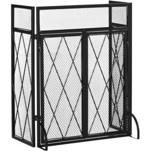 Grille de protection pour cheminée 120 x 79 cm - pare-feu pour cheminée ou poêle - pare-étincelles - barrière de sécurité - 3 volets pliables et