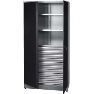 Armoire haute / pour mat&eacute;riel K&uuml;pper 70599, 180 x 91 x 45 cm, 2 &eacute;tag&egrave;res robustes d'une capacit&eacute; de charge de 75 kg chacune, 10 tiroirs &agrave; roulements