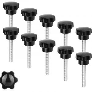 Vis &eacute;toile M8, 10 pcs M8 x 50 mm Bouton &eacute;toile Filetage Bouton de serrage Vis &agrave; oreilles Bouton &eacute;toile &Eacute;crou Noir Vis &agrave; oreilles &Eacute;crou &eacute;toile Vis &agrave;