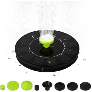 Fontaine Solaire Extérieur 6V 1W Pompe Bassin Solaire avec 5 Buses Fontaine Extérieure Debout Libre Pompe à Eau sans Brosse,pour Piscine Étang Jardin