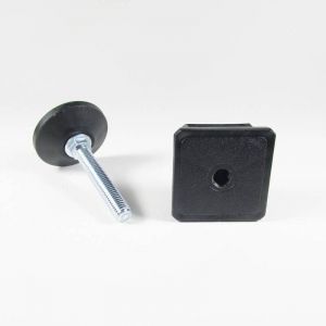 Ajile - Kit de R&eacute;glage / Mise &agrave; Niveau pour tube carr&eacute; 60x60 mm avec Pied V&eacute;rin Filet&eacute; en Acier Zingu&eacute; M10x60 mm Embase diam&egrave;tre 50 mm