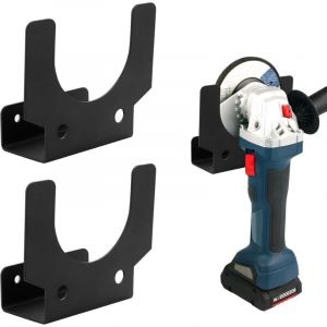 Support Mural pour Meuleuse d'Angle 5 Pouces avec Rangement Int&eacute;gr&eacute; et Porte-Accessoires, Noir