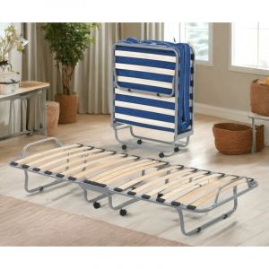 Talamo Italia Lit pliant Betta, Lit orthopédique pliant simple, 100% Made in Italy, Lit bébé avec housse en éco-cuir, avec matelas Cm 80x190 inclus,