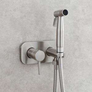 Ikodm - Kit Douchette WC,Toilette Bidet Spray, Bidet Pulvérisateur de Douche Kit en Laiton Kit Mitigeur Douchette à Main Mural argent