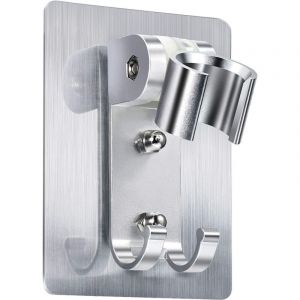 Langray - Support de Pomme de Douche Adhésif Fort Pommeau de Douche Support de Montage Mural Ajustable Porte-Baguette de Douche avec 2 Crochets de