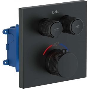 Kielle - Arkas i - Mitigeur thermostatique encastr&eacute;, avec corps d'encastrement, 2 sorties, noir mat 10611214