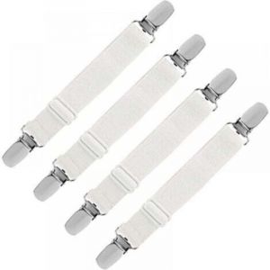 Tendeur de draps &eacute;lastique, sangle de maintien r&eacute;glable pour draps, canap&eacute;s, housses de repassage (blanc, lot de 4) s'&eacute;tire 60cm