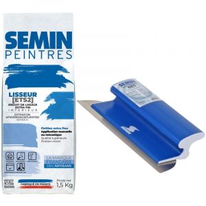 Enduit de lissage extra fin en poudre pour finition des murs Semin Lisseur - intérieur - sac de 1,5 kg et une lame ce 78 pour enduire et lisser - 25