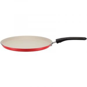 Crepiere avec &eacute;taleur - GSW - 456715 - Aluminium - Ext&eacute;rieur rouge silicon&eacute; - 26 cm - Tous feux dont induction