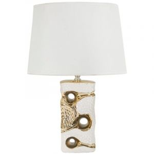 Lampe &agrave; poser c&eacute;ramique blanche et argent 23&times;23&times;33 cm &mdash; structure sph&eacute;rique &eacute;l&eacute;gante