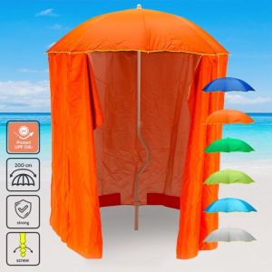 Parasol de plage l&eacute;ger visser tente protection uv GiraFacile 200 cm Zeus - Orange