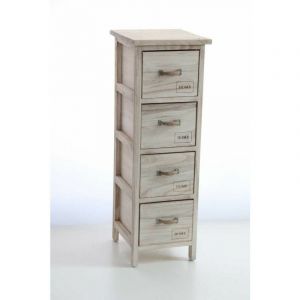 Iperbriko - Commode shabby étroite en bois 4 tiroirs cm 26 x 32 x 80 h