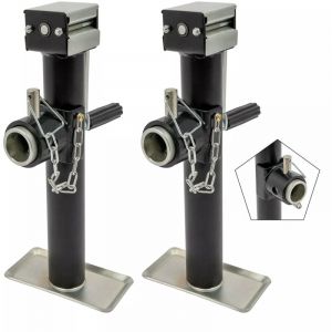 2 x béquille, cric de remorque pivotant, 1000 kg, avec Support de manivelle, Pied, Timon de remorque, Poids, réglable en Hauteur, pour caravanes,