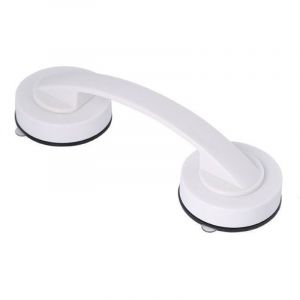 Poign&eacute;e de douche simple sans perforation - Ventouse verrouillable - Poign&eacute;e de douche pour personnes &acirc;g&eacute;es avec poign&eacute;e &agrave; ventouse - Blanc