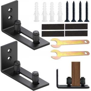 1 paire de guide-sol r&eacute;glable pour portail coulissant, rail de porte coulissante, 2 portes (pas de rainure sur la porte, pas de per&ccedil;age du sol)